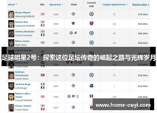 足球明星2号：探索这位足坛传奇的崛起之路与光辉岁月